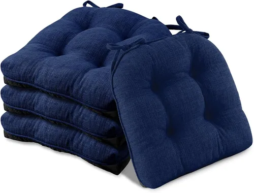Miniatura 14 de Basic Beyond Paquete de 4 cojines para sillas de comedor, cojines para sillas de comedor con lazos y respaldo antideslizante, 15.5 x 15.5 pulgadas