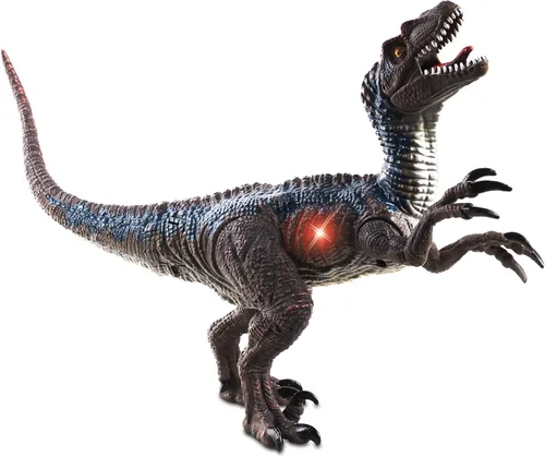 Miniatura 4 de NKOK WowWorld B/O Velociraptor (luces y sonidos), rugidos de reptiles realistas girando un brazo, luces LED rojas en la boca y a lo largo