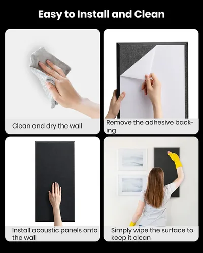 Miniatura 5 de Moukey - Paneles acústicos de 4 piezas, paneles de pared insonorizados de fibra de vidrio de 2.4" de espesor, 24"x12", paneles absorbentes de sonido