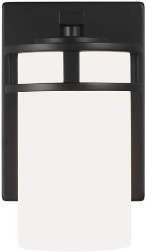 Miniatura 6 de Generation Lighting 4121601-962 Robie - Lámpara de pared cilíndrica de vidrio blanco y grabado, 1 luz de 75 vatios, 8 pulgadas de alto x 5 pulgadas
