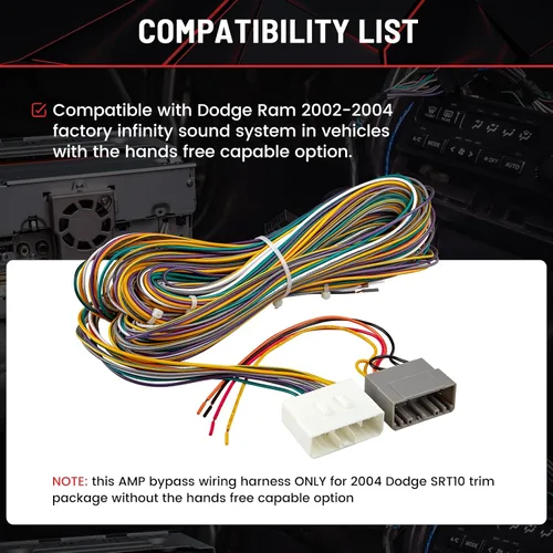 Miniatura 3 de RED WOLF Arnés de cableado de derivación de amplificador de fábrica para Dodge Ram 2002-2004 OEM AMP, conector de enchufe de cable de alambre