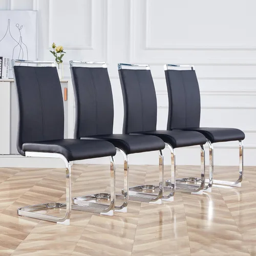 Miniatura 16 de Baysitone Juego de 6 sillas de comedor modernas, sillas laterales de comedor, sillas de cocina con asiento acolchado de piel sintética y respaldo