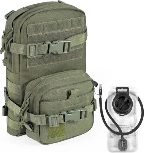 Miniatura 10 de Paquete de Hidratación Táctica Pequeña MOLLE Transportador de Vejiga de Agua para Exteriores para Chaleco Mochila, Negro, Pequeño, Mochilas Daypack
