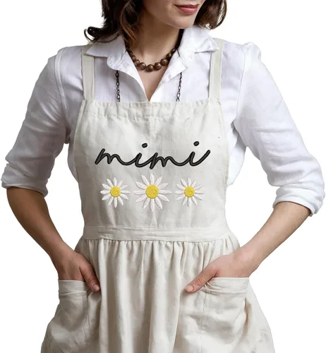Miniatura 8 de GODMERCH Delantal bordado personalizado: diseña tu propio texto, delantal de cocina personalizado para mujeres, día de la madre, Navidad