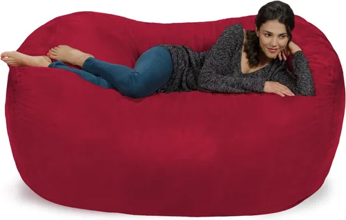 Miniatura 3 de Silla de saco puf Chill Sack: Bolso de muebles de espuma viscoelástica de 6 pies y tumbona grande – Sofá grande con funda de microfibra suave - Negro