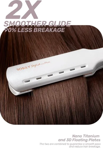 Miniatura 5 de ROSILY Plancha plana Nano Titanium Plancha de pelo de 1.75 pulgadas de ancho, doble voltaje 100-240 V, temperatura ajustable adecuada para todo