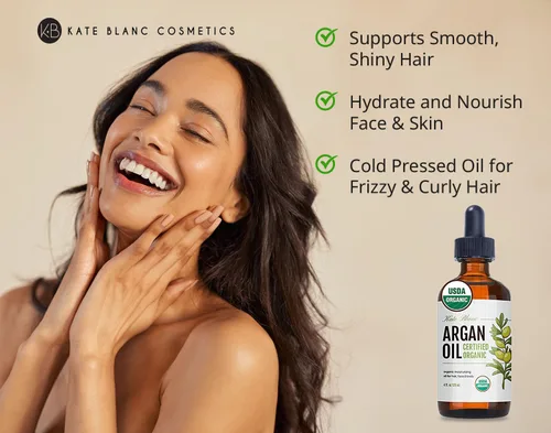 Miniatura 2 de Aceite de Argán marroquí orgánico virgen 100 % puro con certificación USDA, prensado en frío por Kate Blanc Estimula el crecimiento para el pelo