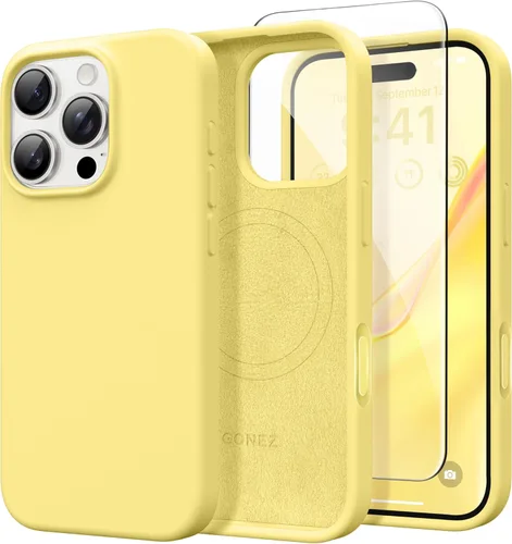 Miniatura 68 de GONEZ Funda de silicona para iPhone 14 Pro Max, compatible con MagSafe, con protector de pantalla + protector de lente de cámara, silicona líquida a