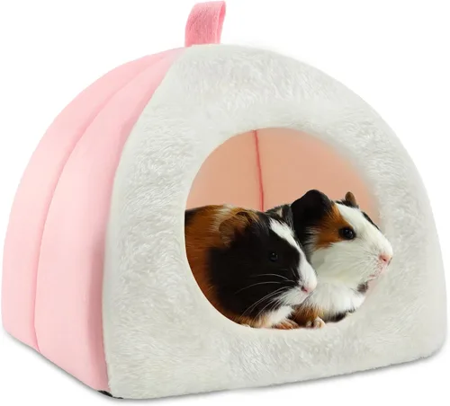 Miniatura 11 de BWOGUE Casa Cama para Conejillo de Indias Acogedora Cueva de Hámster Escondite Grande para Conejos Enanos Erizo Dragón Barbudo Nido de Invierno rojo