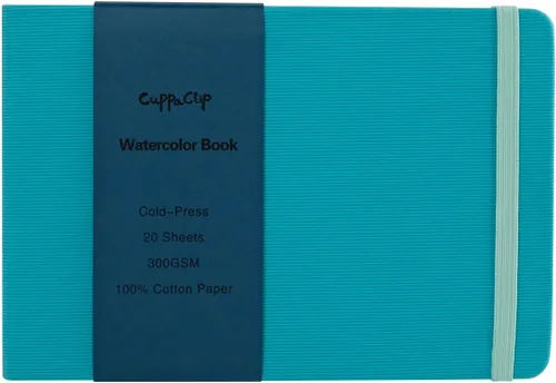 Miniatura 26 de CuppaClip Papel de acuarela de algodón prensado en caliente con bolsillo interior, cuaderno de bocetos de acuarela, diario como cuaderno de viaje
