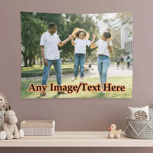 Miniatura 5 de Nsipan Tapiz de pared personalizado, texto con imagen, tapiz personalizado para boda, divertido telón de fondo, perfecto para decoración del hogar