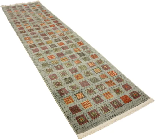 Miniatura 4 de Unique Loom Fars Collection - Alfombra moderna clásica de diseño geométrico inspirado en tribal, 2 pies 7 pulgadas x 10 pies 0 pulgadas, azul