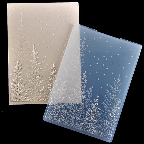 Miniatura 3 de KWELLAM 3D Feliz Navidad nevadas árbol bosque fondo plástico en relieve Carpetas para hacer tarjetas, álbumes de recortes y otras manualidades