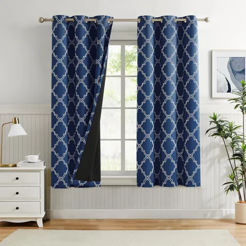 Miniatura 25 de Melodieux Cortinas 100% opacas de 96 pulgadas de largo para sala de estar, dormitorio estilo marroquí, aislamiento térmico, ahorro de energía