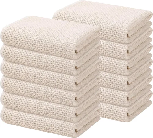 Miniatura 157 de Kitinjoy - Paños de cocina de 100 % algodón, tela de tejido gofrado, paño de limpieza ultrasuave, absorbente y de secado rápido. Gris Oscuro