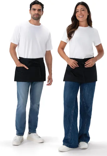Miniatura 5 de Chef Works Delantal de camarera unisex Negro (paquete de 2)