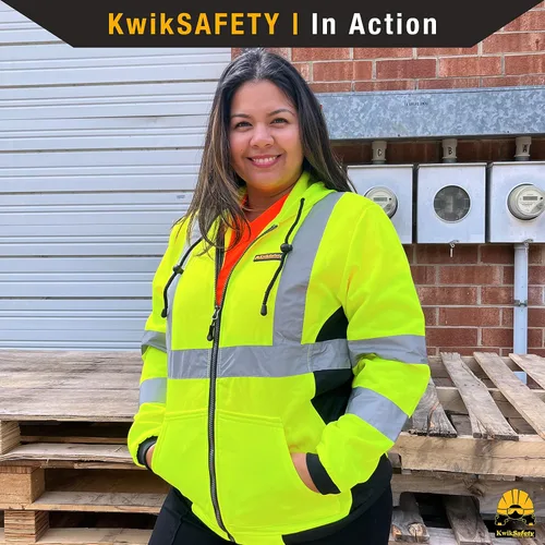 Miniatura 6 de KwikSafety - Charlotte, NC - Sudadera con capucha de seguridad de forro polar para mujer Chaqueta de seguridad Hi Vis para mujer Chaqueta ligera