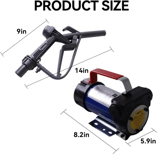 Miniatura 3 de Bomba de transferencia de combustible diésel de 175 W, flujo alto de 45 l/min con boquilla manual, kit de manguera transparente de 1 pulgada