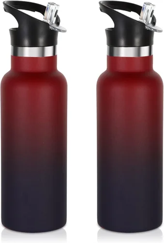 Miniatura 9 de Volhoply Botella de agua aislada para niños de 17 onzas, botellas de agua de acero inoxidable con tapa con pajilla, botella de agua de metal al