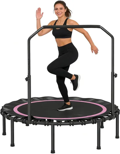 Miniatura 10 de Trampolín de fitness plegable de 40/48 pulgadas, mango de espuma ajustable, rebote silencioso y estable para gimnasio en casa, niños y adultos