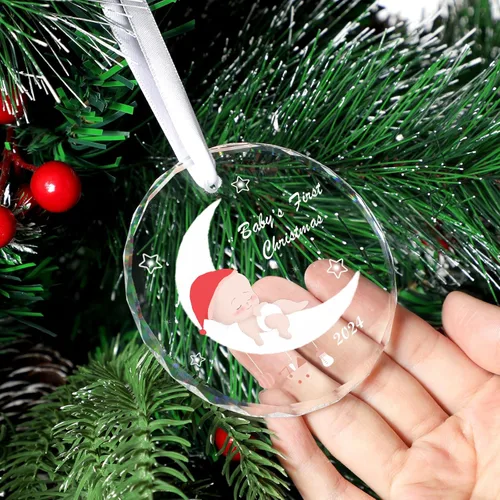 Miniatura 7 de Adorno de Primer Navidad del Bebé 2024 - Recuerdo de Familia de Tres: Recién Nacido Niño y Niña