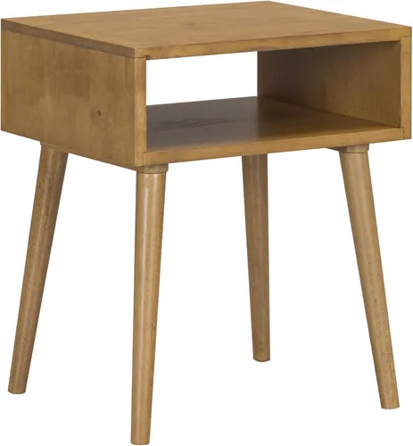 Miniatura 11 de NTC Mesita de noche Lux de roble macizo con cajón, mesa auxiliar moderna de mediados de siglo, muebles de noche, mesa auxiliar, fácil montaje, negro