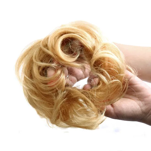 Miniatura 10 de Bella Hair - Rodete de extensión de cabello 100 % humano para banda elástica, extensión de cola de caballo ondeada, rizada o desordenada #2 Marrón