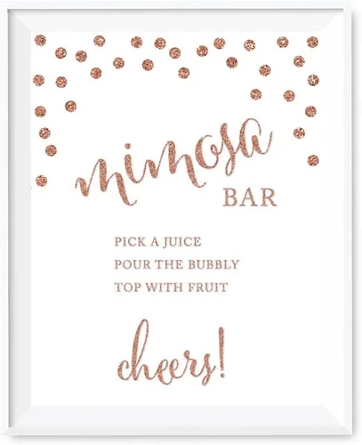 Miniatura 10 de Andaz Press Letreros de fiesta de boda, purpurina sintética de oro rosa, 8.5 x 11 pulgadas, resalta tu versículo bíblico favorito para el nuevo Sr.