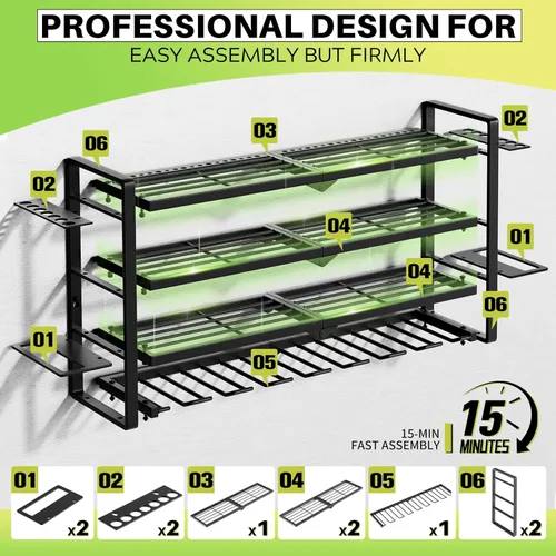 Miniatura 5 de Gran Organizador de Herramientas Eléctricas de Pared, Organizador de Almacenamiento de Garaje para Herramientas Inalámbricas con Soporte
