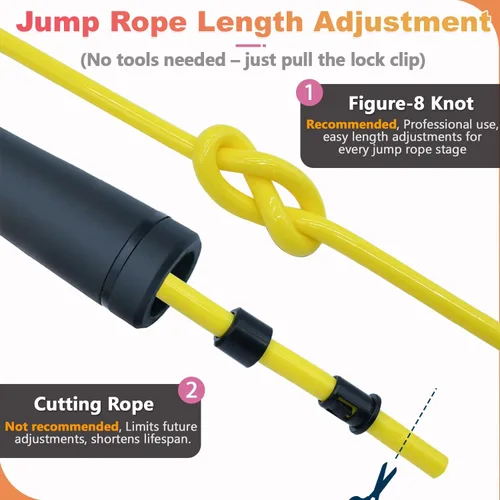 Miniatura 5 de Weighted Jump Rope, 1LB Tangle-Free Ball Bearing Rapid Speed Skipping Rope for Men Women, Adjustable 9mm Cotton & PVC Rope with Alum Handle for