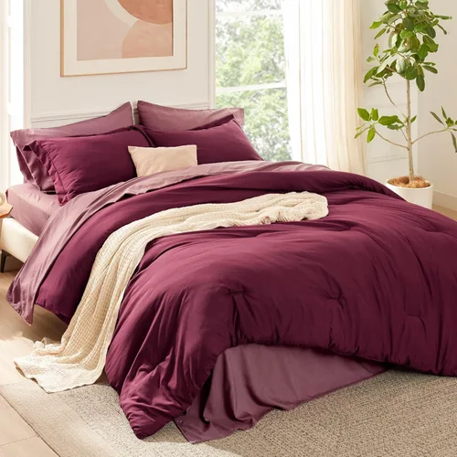Miniatura 26 de Bedsure Juego de ropa de cama con edredón tamaño individual de 5 piezas, diseño bohemio contrastante, juego de cama en una bolsa con edredón