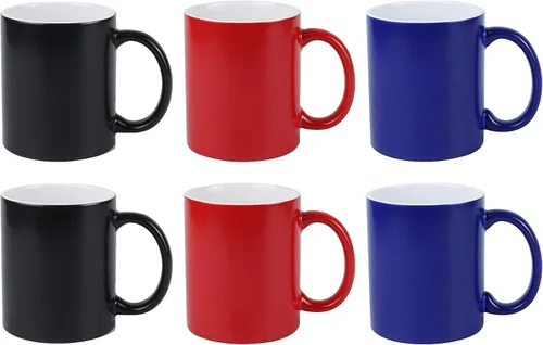 Miniatura 2 de Taza de sublimación cambiable de 11 onzas, 3 colores surtidos, negro, azul y rojo, empaquetada en caja blanca, caja de 6