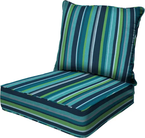 Miniatura 18 de Honeycomb Outdoor Heritage - Asiento profundo, 23 x 25 pulgadas, cojín para silla Cabana Stripe negro y marfil con funda extraíble, para muebles
