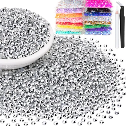 Miniatura 16 de 15000 diamantes de imitación de resina de 0.079 pulgadas a granel, diamantes de imitación de gelatina redondos negros con parte trasera plana, gemas