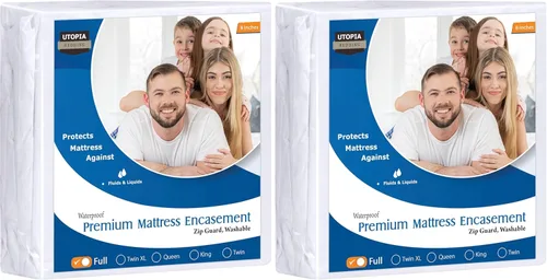 Miniatura 43 de Utopia Bedding Funda de colchón impermeable de alta calidad, protector de colchón con cremallera individual XL, 8 pulgadas de profundidad, a prueba