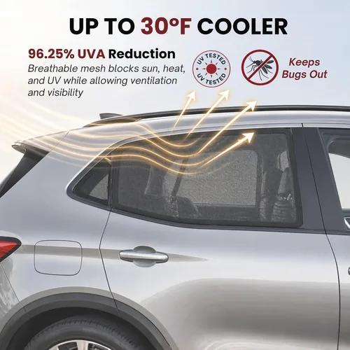 Miniatura 8 de Qualizzi® - Parasol ventana lateral de utilitarios, tamaño XXL, 12 tamaños, protección bebé, sol, calor, insectos y privacidad, cobertura completa