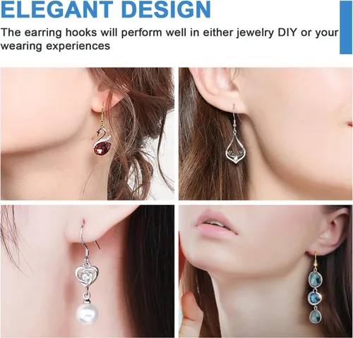 Miniatura 4 de Ganchos para aretes de plata de ley 925, kit de 750 piezas de ganchos para aretes; 250 piezas/125 pares de ganchos hipoalergénicos para aretes