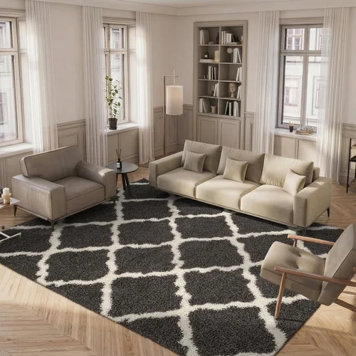 Miniatura 34 de Safavieh - Dallas Shag Collection SGD257A - Alfombra de área con diseño de enrejado de 10 x 14 pies