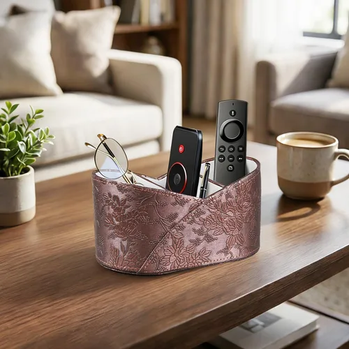 Miniatura 2 de Soporte de Cuero PU para Control Remoto de TV, Organizador de Controles Remotos de 3 Compartimentos para DVD, Blu-Ray, Reproductor Multimedia