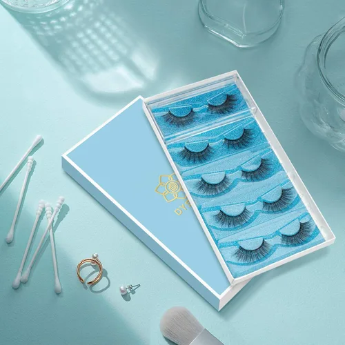 Miniatura 8 de DYSILK Pestañas postizas de visón, 5 pares de pestañas de aspecto natural