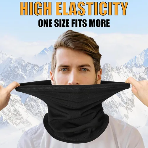 Miniatura 4 de Paquete de 2 calentadores de cuello de invierno y máscara facial de esquí para hombres y mujeres, polaina de cuello de forro polar para clima frío