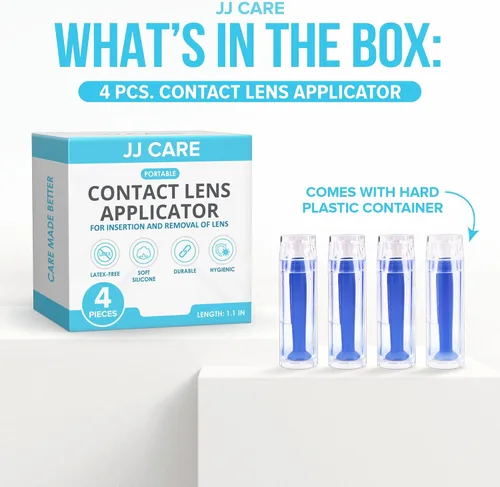 Miniatura 3 de JJ CARE Aplicador de lentes de contacto – Paquete de 4 herramientas de succión para lentes de contacto duras, émbolo de contacto ocular de goma