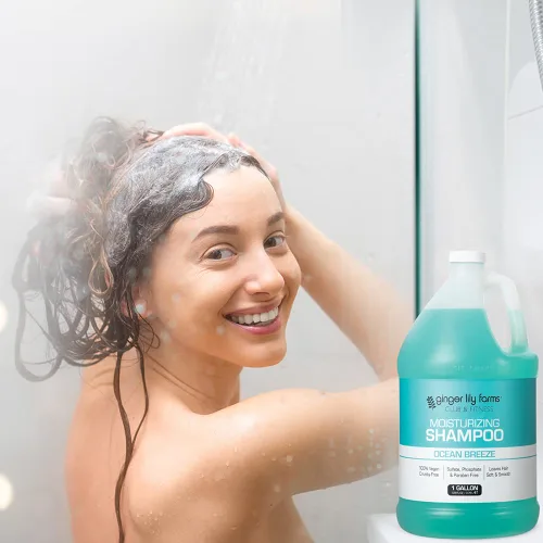 Miniatura 6 de Ginger Lily Farms Club & Fitness Champú hidratante para todo tipo de cabello, 100% vegano y libre de crueldad, aroma Ocean Breeze, repuesto de 1
