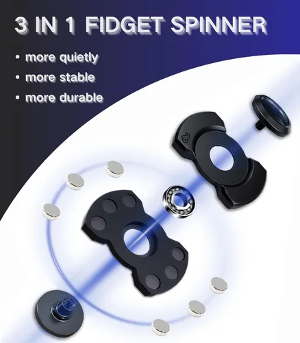 Miniatura 2 de Juguetes de metal de aleación para adultos, fidget spinner silencioso 3 en 1, juguetes antiestrés, juguetes sensoriales navideños para adultos