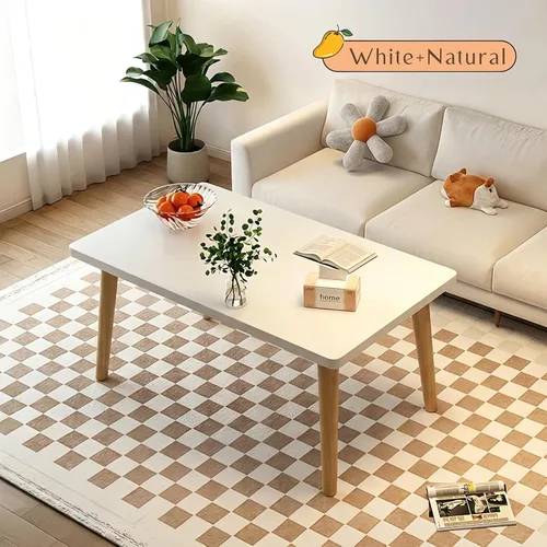 Miniatura 2 de Mesa de café Funecy Mesa baja con patas robustas de madera maciza, mesa de piso para sentarse en el suelo, almacenamiento y muebles para sala