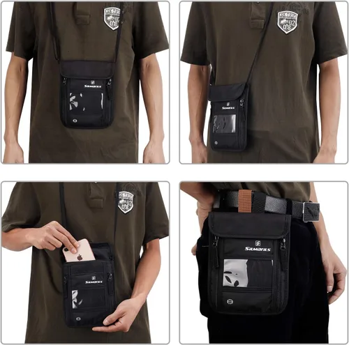 Miniatura 6 de Monedero para el cuello de viaje, soporte para pasaporte, con bloqueo de bloqueo oculto, para hombres y mujeres