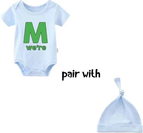 Miniatura 2 de Traje de trillizos para bebé, Yes We Are Triplets, recién nacido, gemelos, mameluco OMG con gorro