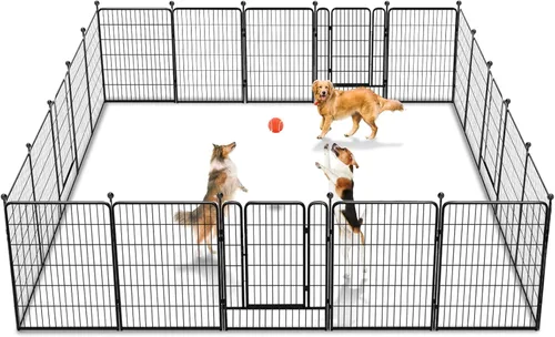Miniatura 13 de Corralito para perros de 40 pulgadas, 32 paneles, para interiores y exteriores, para perros grandes, medianos y pequeños, valla de metal resistente