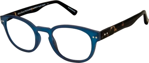 Scojo New York Courier - Lentes de lectura con luz azul, hechos a mano, resistentes a los arañazos, para mujeres y hombres, color azul puerto