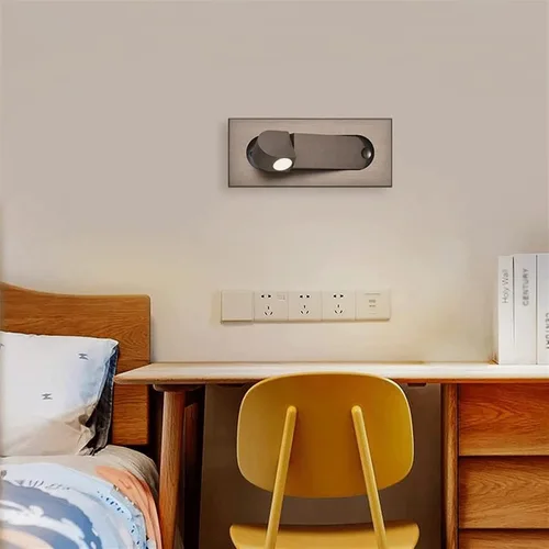 Miniatura 3 de Lámpara de pared LED empotrable, moderno aplique de pared ajustable con interruptor independiente, luz de lectura de cabecera de 3 W, luces